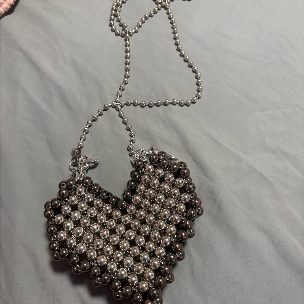 & Other Stories Silver Heart Beaded Necklace